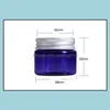 30g Clear Blue Plastic Cream Jar 30ml Pequeno garrafa de estima￧￣o vazia com tampa de parafuso de alum￭nio Droga de embalagem cosm￩tica 2021 garrafas de embalagem