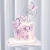 Feestbenodigdheden Purple Pink Butterfly Cakes Decoratie Gelukkige verjaardagstaart Topper Handmade geschilderd voor bruiloft verjaardagsfeestjes Baby Shower 20220503 D3