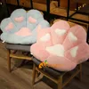 CM Fuzzy Animal Bear Paw Cushion серо -розовый синий белый крытый стул на фаршированном плюшевом диване зимний теплый декор J220704