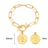 Charm Bracelets 100% Stainless Steel Coin Medalla Toggle Bracelet For Women Gold/Silver Color Metal Pulseras MujerCharm