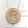 Pendant Necklaces High-grade Zircon Catholic Round Hollow Cross Necklace For Women Men Christian Religion JewelleryPendant