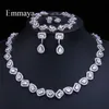 Emmaya Luxe Kristal Kostuum Sieraden Sets Witte Zirkoon Armbanden HangerKetting Ringen Oorbellen Bruiloft 220726