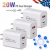 High Speed 20W 12W Fast Quick PD Charger Eu US AC Home Travel Power Adapter USB-C QC3.0 Wall Charge Plugs For Iphone 12 13 14 Samsung tablet pc S1