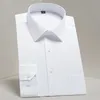 Plus Size Men's Basic Standard-fit Long Sleeve Dress Shirt Solid/striped Formal Business White Work Office Classic Male 220322