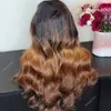 Ombre Brown Body Wave V Part Wigs Unprocessed 100% Human Hair Glueless Highlight Blonde Loose Wavy Side U Shape Full End Full Machine Made