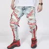 Męskie dżinsy Summer Luźne spodnie Trendy Street Men's Collocation Design Autumn Proste Pants Rubled Motorcycle Boy Pants