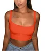 2022 Sexy Frauen Solide Strappy Tanks Weste Crop Top Sommer Ärmel Slash Neck Tanks Strand Frauen Sport Tank Tops