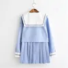 Kläder sätter japanska freah blå sjöman kostym kvinnliga student flickor pläd klänning uniform skola jk college stil söt söt suitclothing