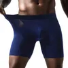 4PCS / Pack Mäns Lång Shorts Mesh Panties Boxers Homme Sexig Underkläder Man Underbyxor Man Ice Silk Moda Hombre Gåvor för Män 220423