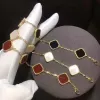 Modna Bracelets Classic 4 Four Leaf Clover Clover Bransolet Designer 18K Gold Agate Shell Mother-of-Pearl dla womengirl Wed286f