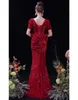 2022 арабский сексуальный красный выпускные платья с длинными рукавами русалки с плечевого золота кружевные аппликации вечерние платья формальные платья