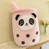 Creative Milk Tea Cup Plush Dolls f￶rvandlas till Panda Doll Plushies Soft Pillow Toys