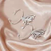 Clip-on & Screw Back Silver Gold Plated Butterfly Ear Clip Fake Piercing Earring For Women Shining Zircon Cuff Fashion JewelryClip-on