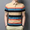 Męskie koszule polo marka Wysokiej jakości 95% bawełniane hafty golfowe męskie paski mody biznesowe topy letnie odzież krótkiego rękawu 220608