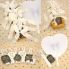 30pcs White Folding Fan Blank Heart Shape Festival Hand Party Gift DIY Painting Prop Birthday Wedding Decorative 220720