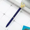 Crystal Glass Kawaii Ballpoint Pen Big Gem Ball Penns med stora Diamond Fashion School Office Supplies W1