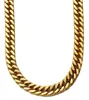 Grande chaîne en or plaquée or 18 carats pour hommes Hip hop, collier dominateur exagéré Miami Cuba 15 mm 60 cm