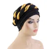 Women Sequin Braid Turban African Headtie Bonnet Hat Twisted Turban For Women Aso Oke Auto Gele Islam Headwear Cancer Chemo Hats