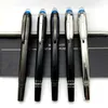 Luxury Gift Pen High quality Black Resin and Gray Silver Metal Roller Ball Pen Fountain Pens Stationery office school supplies With Serial number Highest quality