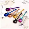 Spoons Flatware Kitchen Dining Bar Home Garden Stainless Steel Coffee Spoon Snack Gold Plated Music Guitar Dessert Originality Stir Kitch