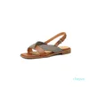 Fashion-Sandals Lucky monkey minority French sandals women summer leather low heel open toe Roman shoes flat bottom