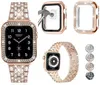 Boîtiers de montre de luxe pour femmes Bling Diamond avec bracelets en silicone Bracelet de montre en silicone 49 38mm 40mm 42mm 44mm 45mm pour iwatch 8 7/6/5/4/3 SE Strap Fashion Designer Montres Housse