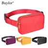 Buylor Women Waist Packs Fashion Double Pouch Bum Hip Shoulder Chest Pack Waterproof Phone Crossbody Bag 220630