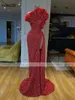 Sparkly Sequin Red Long Evening Dresses 2020 Mermaid Sleeveless Sexy High Side Slit African Black Girls Formal Party Prom Gown299p