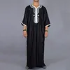 Etnische kleding Moslimman Kaftan Marokkaanse mannen Jalabiya Dubai Jubba Thobe Cotton Long Shirt Casual Jeugd Black Robe Arabische kleding plus maat