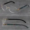 New Designer Abalone Shell Inside Buffalo Horn Metal Rimless Frame Man Woman Round Optical C Decoration Frames Mix Myopic Glasses Gold 3524012 Eyewear Size:54-18-140