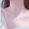 Pendanthalsband Sole Memory Diamond Shining Star Moon Double Layer Silver Color Clavicle Chain Female Necklace Sne604 Heal22