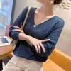 Ladies v Neck Pullover Fashion Crochet Hollow Knit Solid Color Sweater New Loose Thin Spring Casual Bat Shirt Cropped