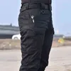 IX7 NEW MENS TACTICAL PANTS複数のポケット弾性軍事都市通勤タシトカルズボン男性スリムファットカーゴパンツG220507