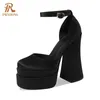 Sexy Vrouwen Pompen Lente Zomer Zijde Sexy Dikke Hoge Hakken Platform Dress Party Bruiloft Schoenen Hoge Kwaliteit Big Size 39 220516