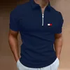 Mens Fashion Polo قمصان قصيرة من الأكمام القصيرة صفيرة Zip Top Men Streetwear Summer Golf Polo Jersey S3XL 220704