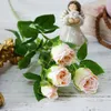 Dekoratif Çiçek Çelenk PCS/Lot Yapay Uzun Kök Düğün Dekorasyonu İpek Gül Yaprakları ile Sahte Plastik Dallar