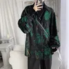 Gömlek Erkekler İlkbahar Sonbahar Retro Retro Mizaç Gül Baskılı Uzun Kollu Gömlek Kore Moda Gevşek Erkek Rahat Boy Coat 220330