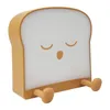 Cute Night Light Cartoon Toast Bread Led Lamp Mobile Phone Holder Bedroom Bedside Silicone USB Atmosphere Light Birthday Gifts