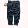 Printemps jean à jambes larges hommes japonais rétro pantalon droit ample Indigo bleu teint Denim tendance papa pantalon CX220401