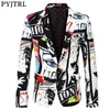 PYJTRL Brand New Mens Fashion Print Blazer Design Plus Size Hip Hot Casual Male Slim Fit Suit Jacket Singer Costume 201124