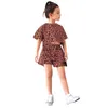 1 ~ 5 anni Vestiti per ragazze Set Marca Casual Leopard Print Bambini Top manica corta + pantaloncini 2 pezzi Toddler Infant Bambini Abiti estivi Set