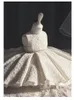 Robes de fille Blanc Tulle Né Bébé Fille Robe Perles Dentelle Bébé Baptême Enfants 1 An Anniversaire Fête De Mariage Baptême