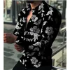 Camicie da uomo di moda di lusso di alta qualità Camicia casual oversize Fiori Stampa maniche lunghe Top Abiti da uomo Prom Cardigan 220811