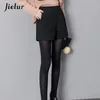 Jielur Autumn Korean Fashion Black Shorts for Women Winter Classic Basic Casual Wide Leg Short Femme Loose Zipper Woolen Shorts 220419