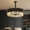 Modern Crystal LED Chandelier with Black Chassis Hanging Lamps Ceiling Lights for Living Room Dining Hall Kitchen Island Decor