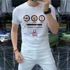 Tシャツメンズスパンコールファッションブランド刺繍パターントレンド2022夏の新しいデザイナー黄色の男性Tシャ