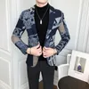 5XL Brand Clothing Men Fashion Suit Party Coat Casual Slim Fit Jackets Buttons Suit Letter Print Painting Blazers Male 220504