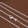 10pcs 2MM 925 Silver Solid Chain Necklace 16-30 inches Men's and women's Simple Sweater Fashion Party Costume Jewelry Factory Price Can Be Customized