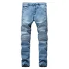 Heren jeans heren gescheurde bedelaarbroek trendy merk zwarte casual slanke broekjes's