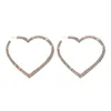925 Srebrna igła Big Heart Crystal Hoop Kolczyki dla kobiet Dangle Chandelierbijoux Geometryczne kolczyki Oświadczenie Biżuteria Prezenty